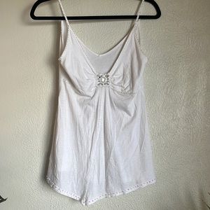 White beaded tank top